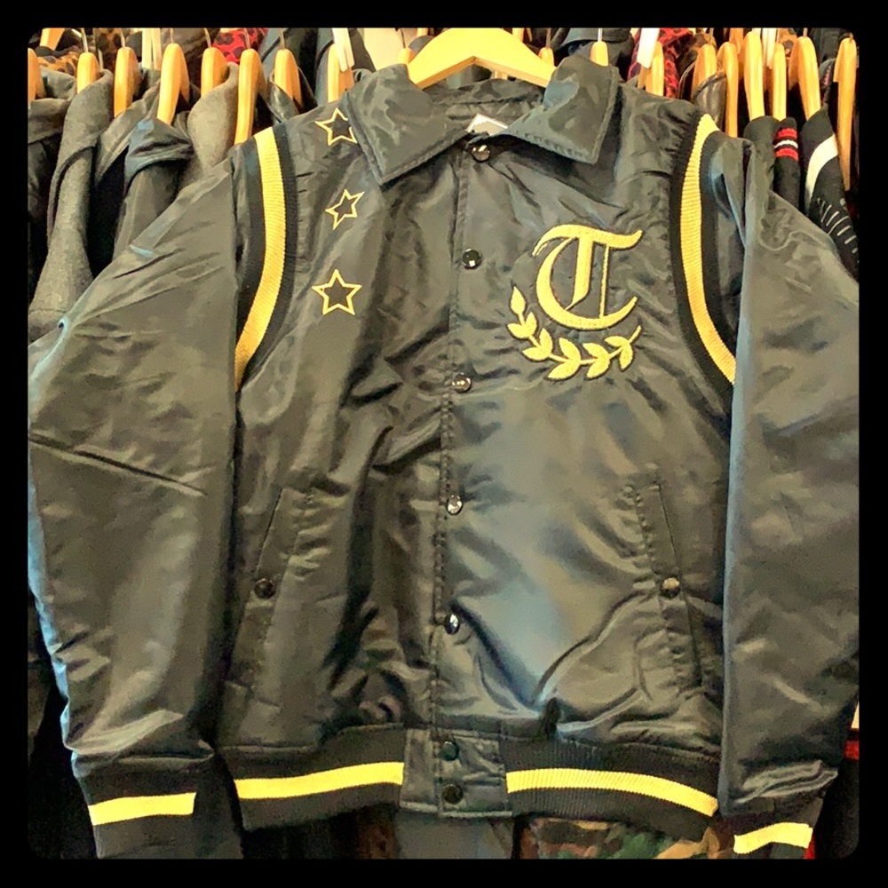 Flight jacket with gold embroidery